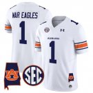 War Eagles Jersey #1 Auburn Tigers 2025 Alabama Patch Stitched White