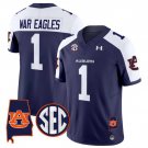 War Eagles Jersey #1 Auburn Tigers 2025 Alabama Patch Stitched Navy Alternate