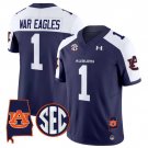 War Eagles Jersey #1 Auburn Tigers 2025 Alabama Patch Stitched Navy