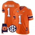 War Eagles Jersey #1 Auburn Tigers 2025 Alabama Patch Stitched Orange