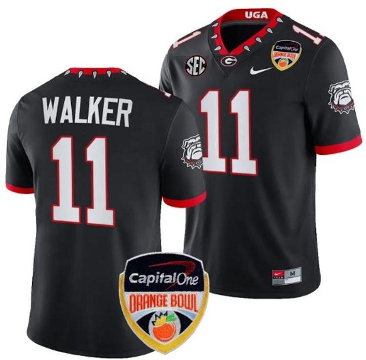 Jalon Walker Jersey Georgia Bulldogs Orange Bowl Patch 2023 Football Black #11