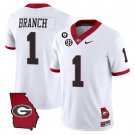 Men's Zachariah Branch Jersey #1 Georgia Bulldogs 2025 Georgia Map White