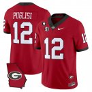 Ryan Puglisi Jersey #12 Georgia Bulldogs 2025 Georgia Map, Vince Dooley Stitched Red