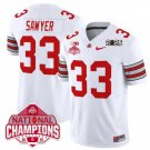 Men's Ohio State Buckeyes #33 Jack Sawyer White 2025 CFP Final Football Jersey