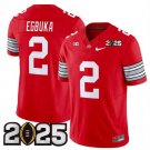 Men's Ohio State Buckeyes #2 Emeka Egbuka Red 2025 CFP Final Patch Jersey