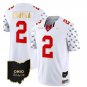 Ohio State Buckeyes Emeka Egbuka Jersey #2 College Football Stitched White Gold