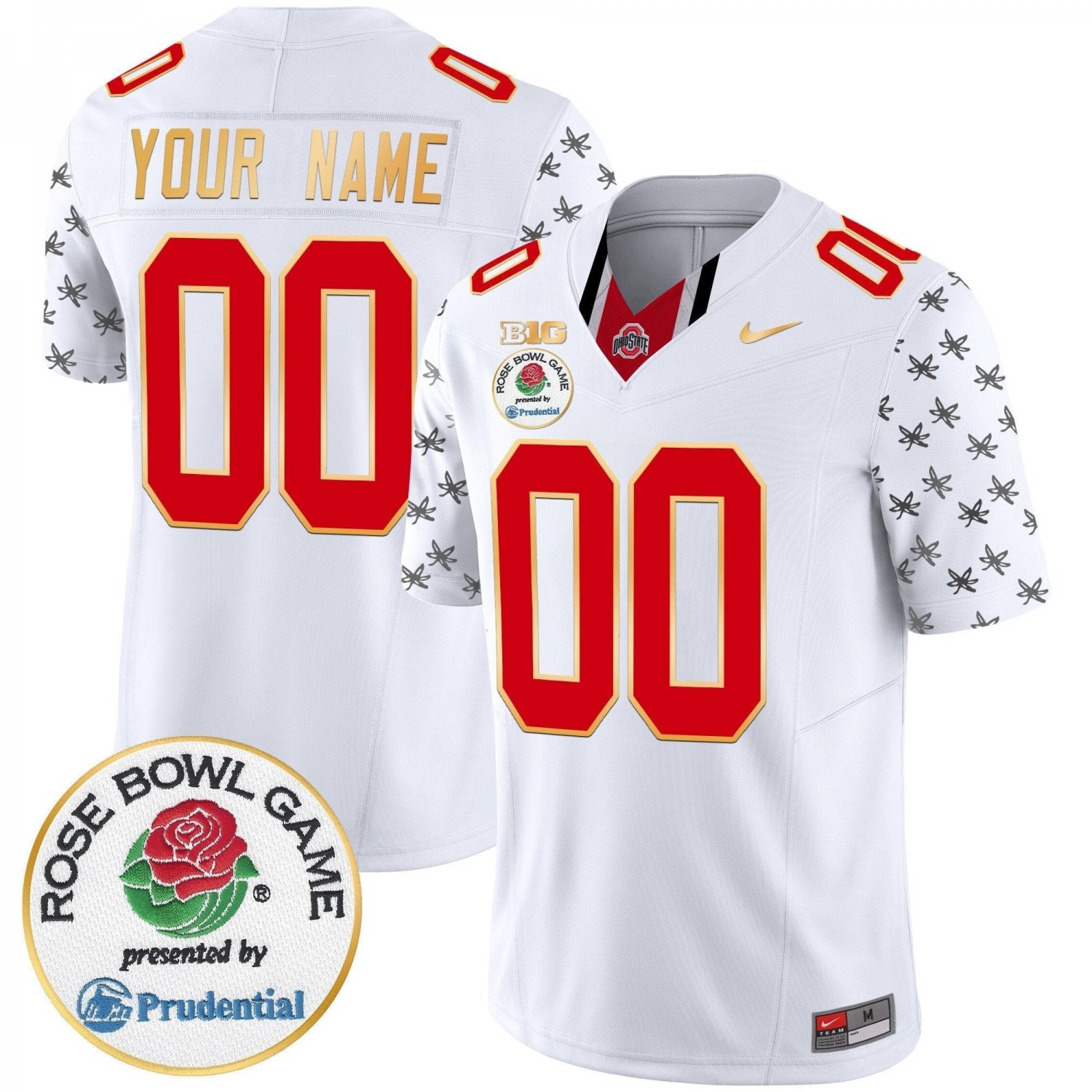 Custom Ohio State Buckeyes Rose Bowl Gold Trim Vapor Limited Jersey - All Stitch