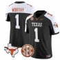Xavier Worthy Jersey Texas Longhorns State Map and Sec Patch Vapor College