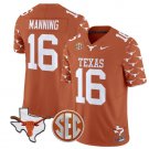 Arch Manning Jersey #16 Texas Longhorns College Football Stitched Texas Orange