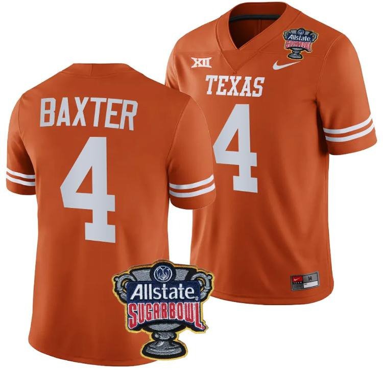 CJ Baxter Jersey #4 Texas Longhorns Allstate Sugar Bowl Patch 2024 College