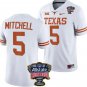Men's Adonai Mitchell #5 Jersey Texas Longhorns Sugar Bowl Patch 2024 White