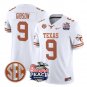 Jerrick Gibson Jersey #9 Texas Longhorns Peach Bowl Patch Vapor White
