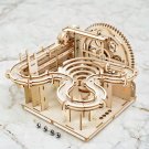 3D Wooden Puzzle Building Kits Mechanical Model Marble Run Set with 4 Balls Creative STEM Toy