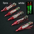 5PCS Glow Squid Jig Hook Squid Umbrella Hook Shrimp Fishing Lures Saltwater, White