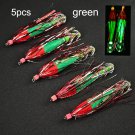 5PCS Glow Squid Jig Hook Squid Umbrella Hook Shrimp Fishing Lures Saltwater, Green