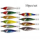 10PCS Set 8cm/5.7g Shrimp Fishing Lures Luminous Squid Jig Hook Sea Fishing Accessories