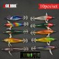 10PCS Set 8cm/5.7g Shrimp Fishing Lures Luminous Squid Jig Hook Sea Fishing Accessories