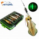 14PCS Fishing Lures Kit Horizontal Squid Jig Bait Artificial Luminous Webfoot Octopus