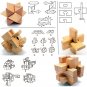 Wooden Lock Lu Ban Lock IQ Educational Toy Kid 3D Puzzles Game Unlock, Tee Lock