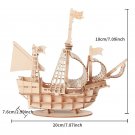 3D Sailboat Wooden Puzzle Toy Assembly Craft Gifts Desktop Decoration Home, Small