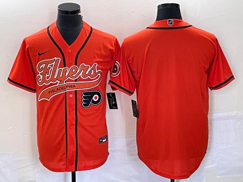 Men's Philadelphia Flyers Blank Orange Cool Base Baseball Jersey