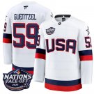 Men's Jake Guentzel Jersey #59 USA White 2025 4 Nations Face-Off Stitched