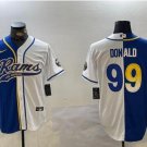 Los Angeles Rams Aaron Donald #99 Royal White Split Baseball Jersey