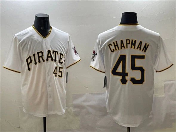 Pittsburgh Pirates #45 Aroldis Chapman White Home Limited Stitched Baseball