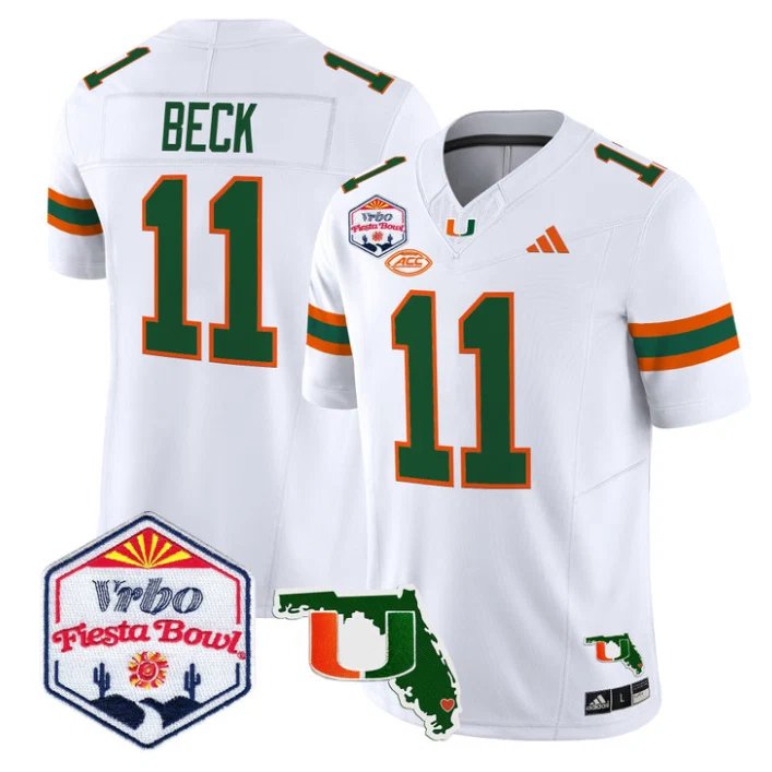 Carson Beck Jersey #11 Miami Hurricanes 2026 Fiesta Bowl Florida White