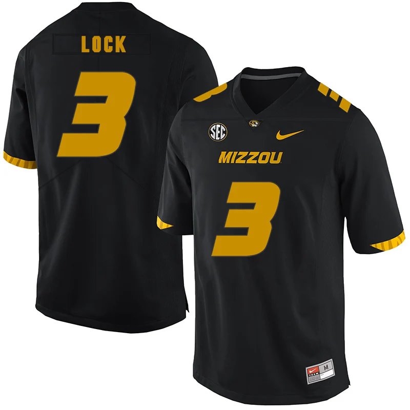 Missouri Tigers #3 Drew Lock NCAA College Football Jersey Black
