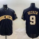 Milwaukee Brewers #9 Bob Uecker Black Gold With Home Patch Limited