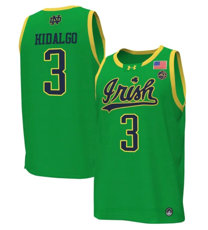 Hannah Hildago Notre Dames Basketball Green Jersey #3 - All-stitched