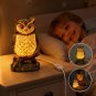 Owl Resin Night Light Animal Statue Desk Decor Bedside Lamp Gift