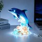Dolphin Resin Night Light Animal Statue Desk Decor Bedside Lamp Gift