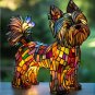Furry Iridescent Yorkshire Terrier Resin LED Night Light Bedroom Desk Decor Gift
