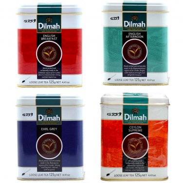 Dilmah Earl Grey, Ceylon Supreme, English Breakfast & Afternoon 125g Ceylon Tea