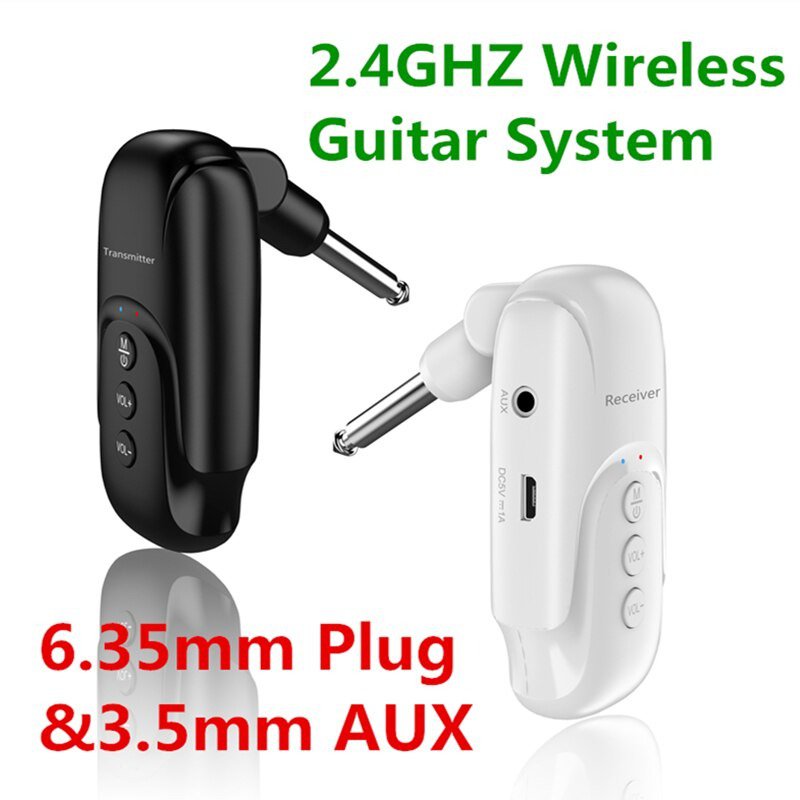 2.4GHZ Wireless Guitar System  6.35mm 3.5mm AUX  Digital Audio Transmitter Receiver
