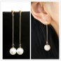 Long Tassel Simulated Pearl Drop Earrings for Women Gold Color