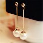 Long Tassel Simulated Pearl Drop Earrings for Women Gold Color
