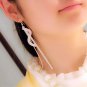 Chain Tassel Crystal S Shape Drop Earrings For Women Long Ear Line