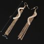 Chain Tassel Crystal S Shape Drop Earrings For Women Long Ear Line