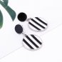Exaggerated Oil Drip Black White Stripes Round Pendant Dangle Earrings For Women