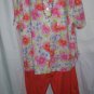  Womens's Orange Sparkle Capris &  Floral Top - Sz. 2X