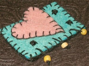HeartFelt - stitched pink heart - pin/brooch