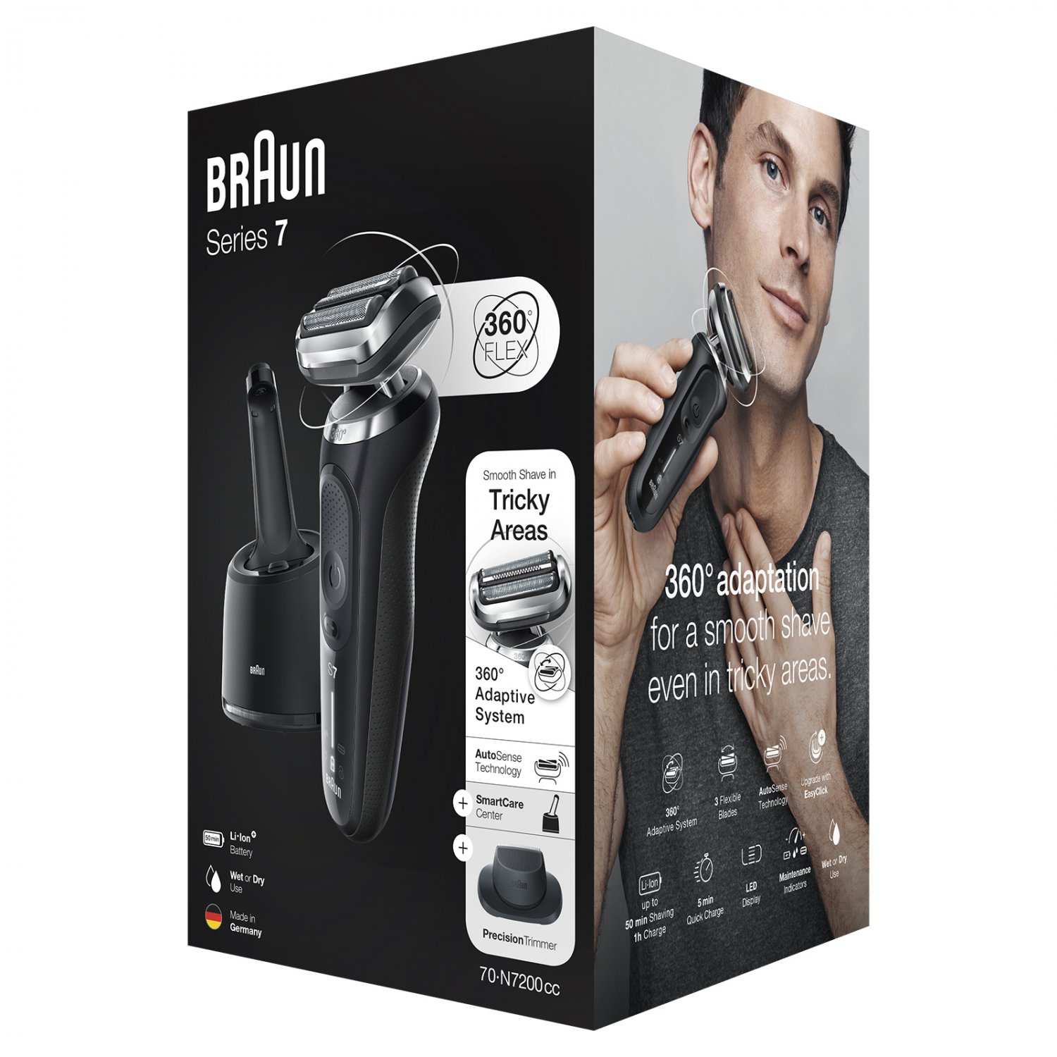 New Braun Series 7 70-N7200cc Wet & Dry Shaver with SmartCare center and 1 Attachment