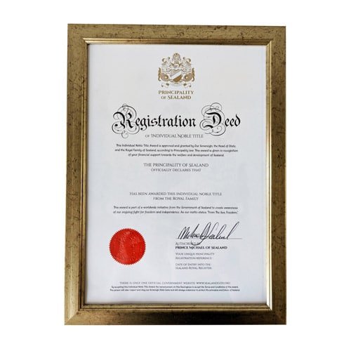 Become Sealand Baron Or Baroness Title Personalized Documents Become Sealand Baron Or Baroness Title Personalized Documents