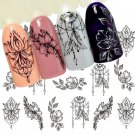1 Sheet Jewelry Flower Water Decal Black Sticker For Nail