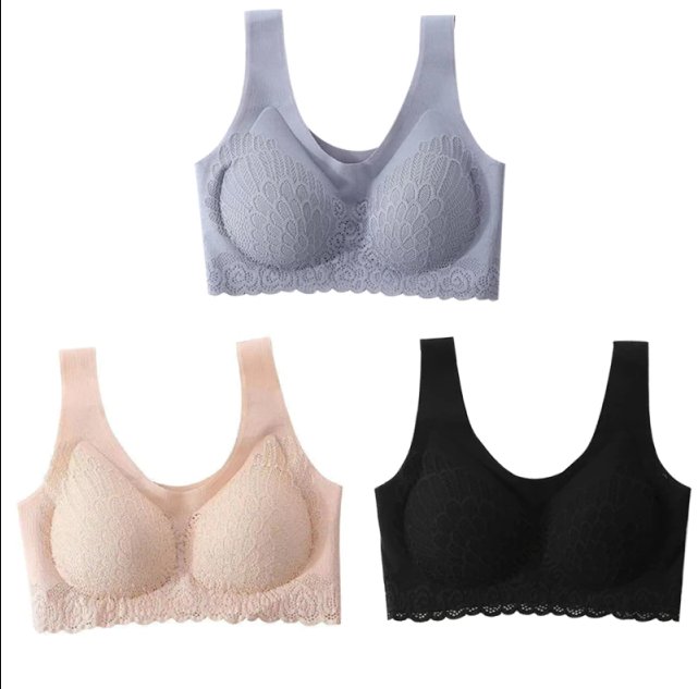 3pcs Plus Size Latex Bra Seamless Bras for Women Underwear  Push Up Bralette with Pad Vest Top Bra