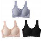 3pcs Plus Size Latex Bra Seamless Bras for Women Underwear  Push Up Bralette with Pad Vest Top Bra