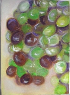 Christine Wong Original Oil Painting *GRAPES* 5"x7" Canvas Board Signed One Of A Kind Arts